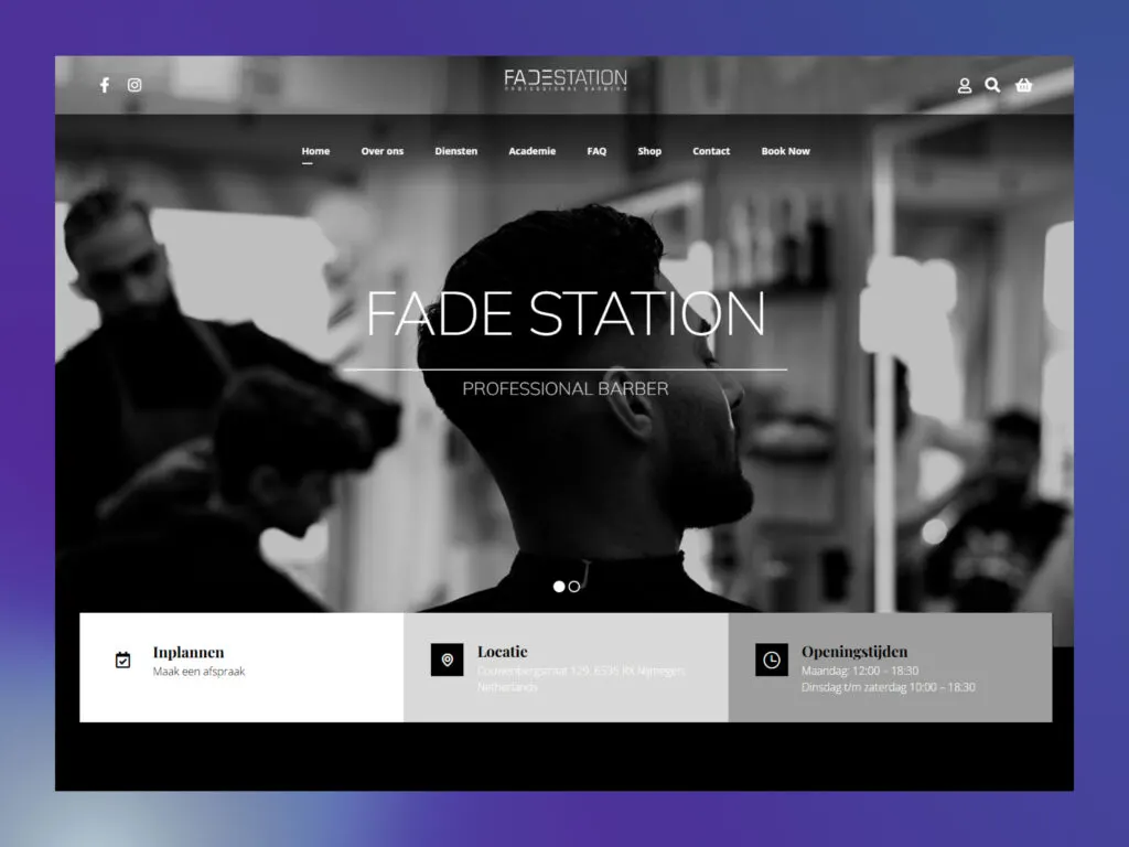نمونه طراحی سایت Fade Station